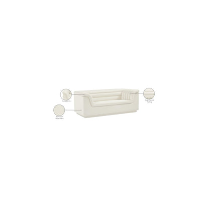 Cascade Cream Velvet Fabric Loveseat