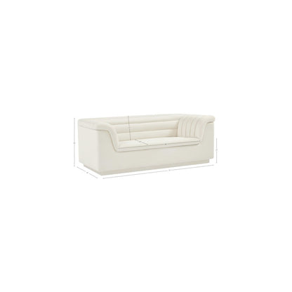 Cascade Cream Velvet Fabric Loveseat