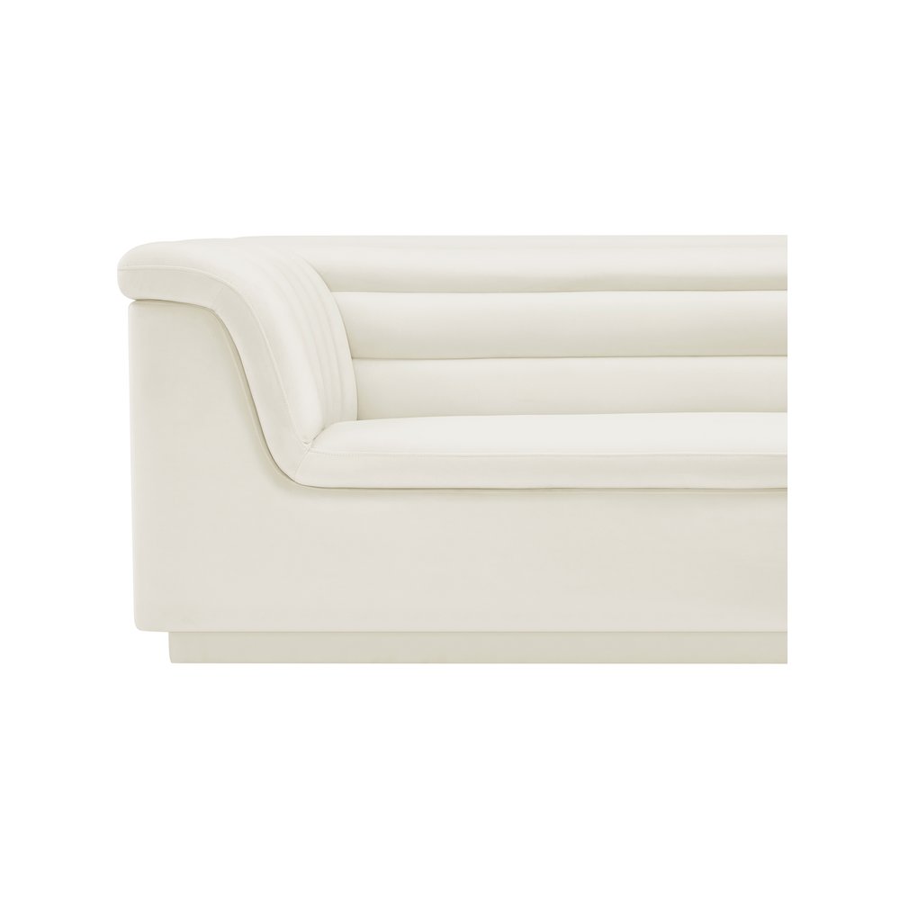 Cascade Cream Velvet Fabric Loveseat