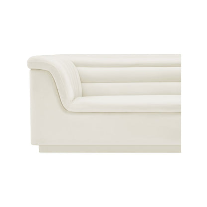Cascade Cream Velvet Fabric Loveseat
