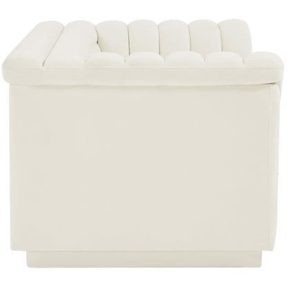 Cascade Cream Velvet Fabric Loveseat
