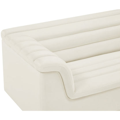 Cascade Cream Velvet Fabric Loveseat