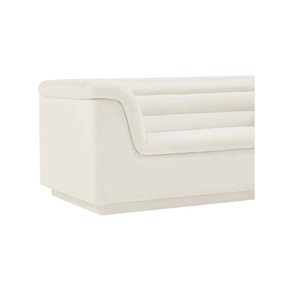 Cascade Cream Velvet Fabric Sofa
