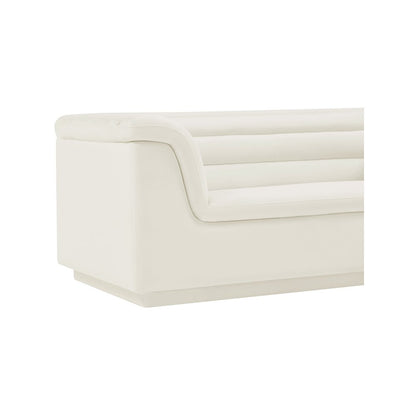 Cascade Cream Velvet Fabric Sofa