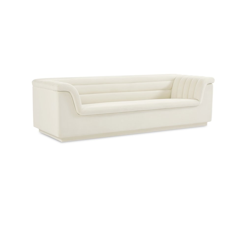 Cascade Cream Velvet Fabric Sofa