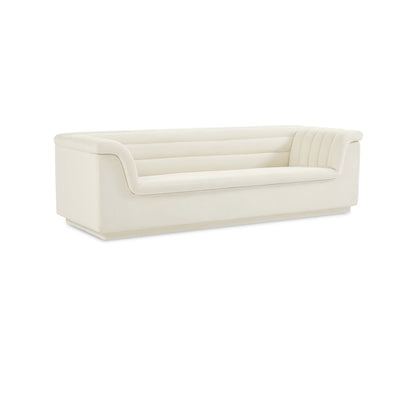 Cascade Cream Velvet Fabric Sofa