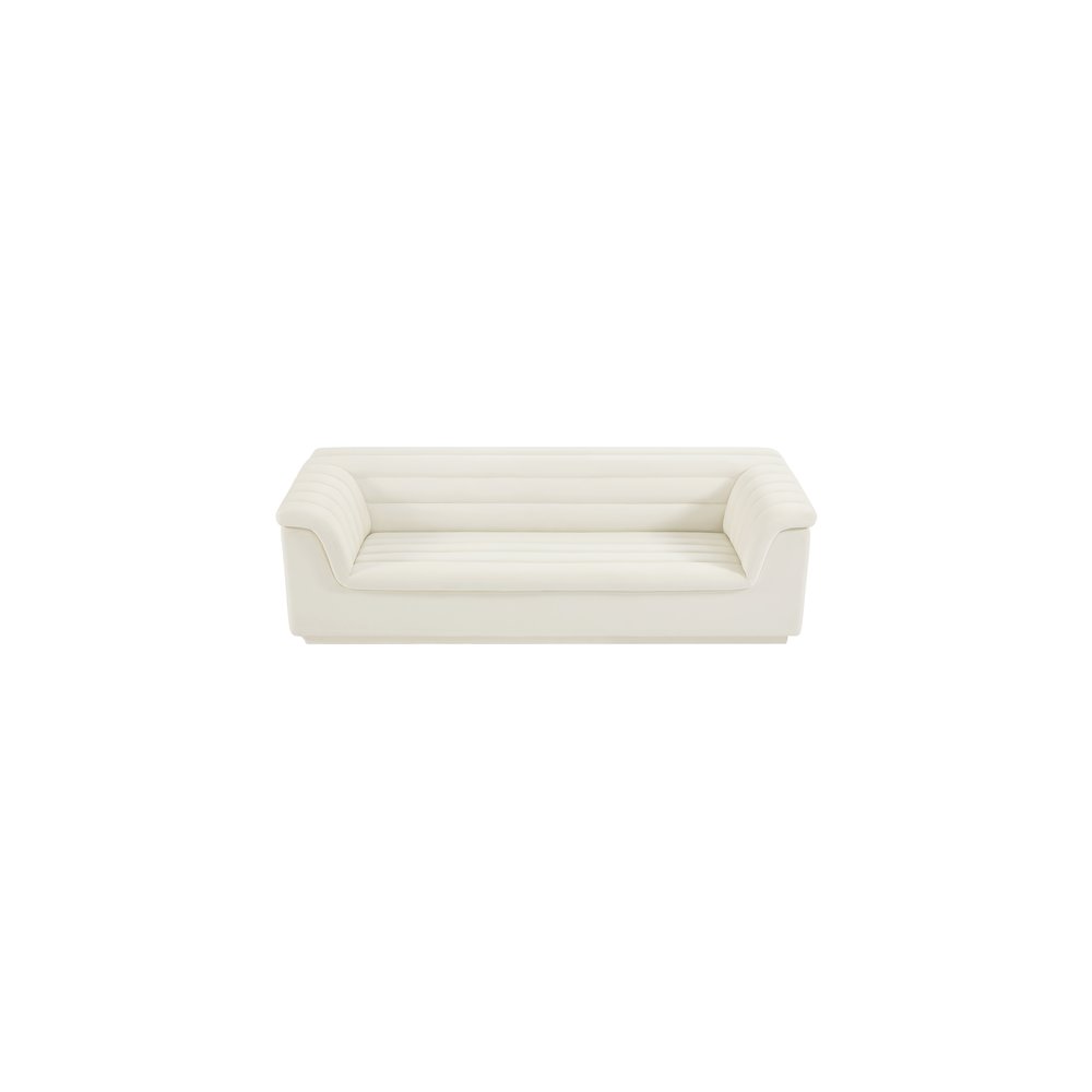 Cascade Cream Velvet Fabric Sofa