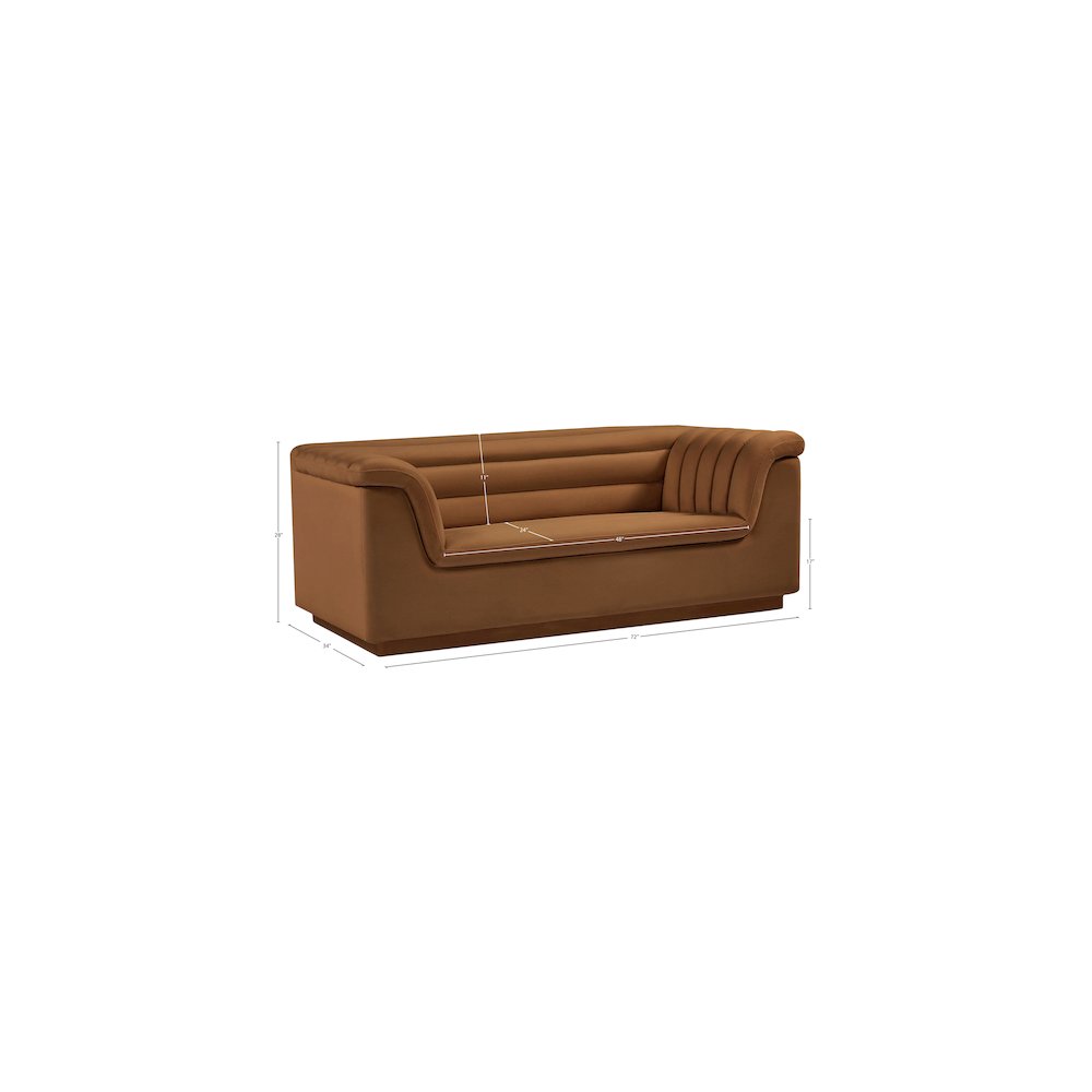 Cascade Saddle Velvet Fabric Loveseat