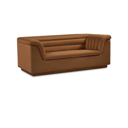 Cascade Saddle Velvet Fabric Loveseat