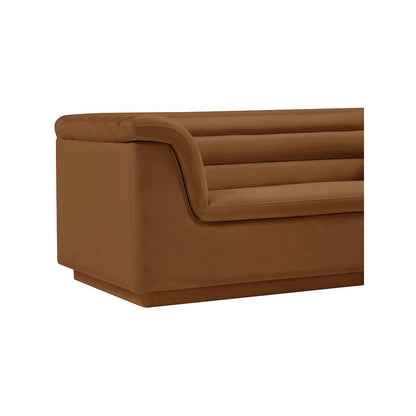 Cascade Saddle Velvet Fabric Loveseat