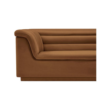 Cascade Saddle Velvet Fabric Sofa