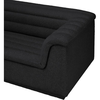 Cascade Black Boucle Fabric Modular Sectional
