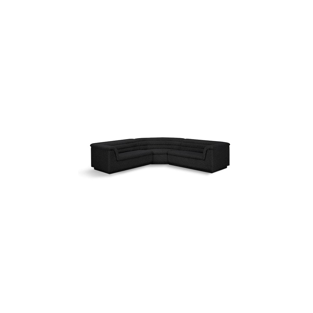 Cascade Black Boucle Fabric Modular Sectional