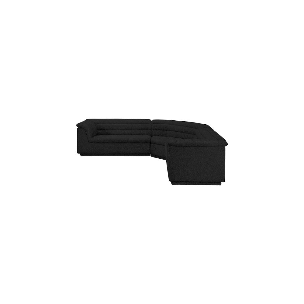 Cascade Black Boucle Fabric Modular Sectional