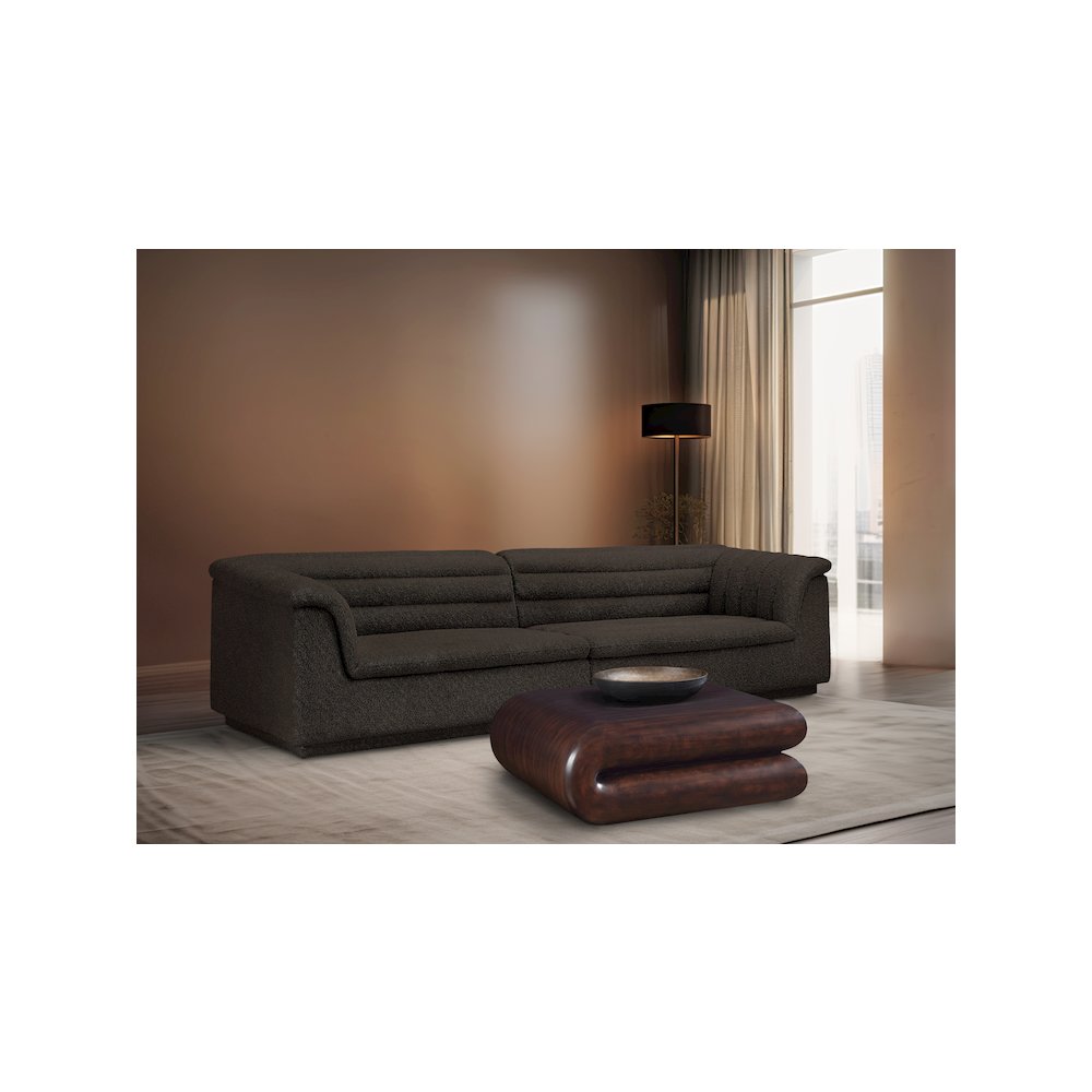 Cascade Brown Boucle Fabric Modular Sofa