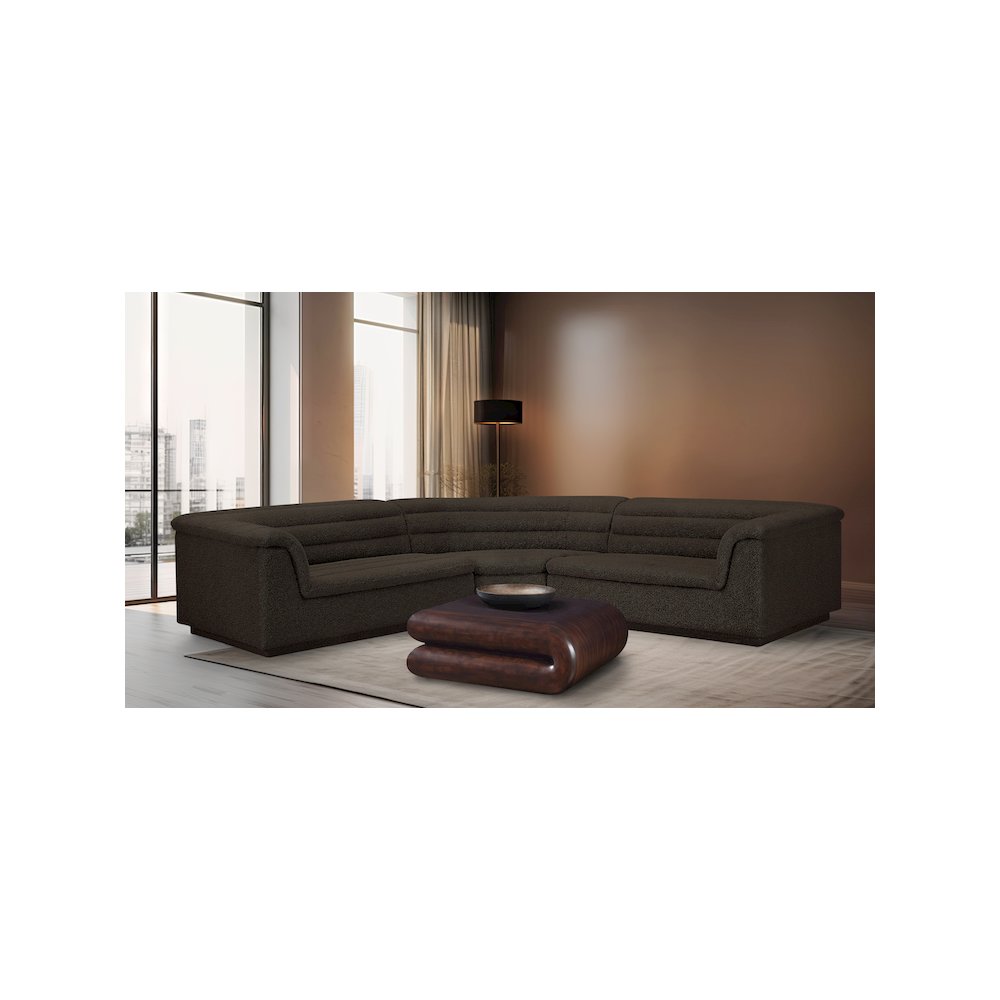 Cascade Brown Boucle Fabric Modular Sectional