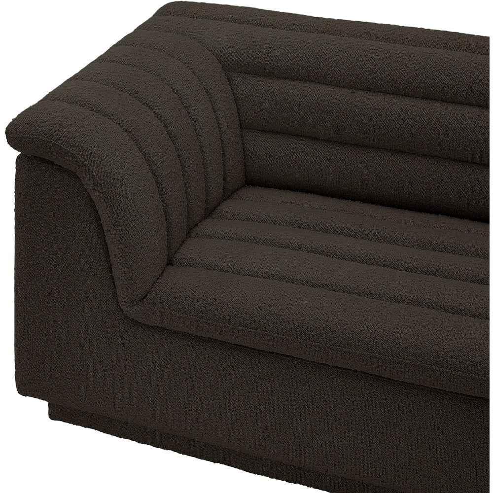 Cascade Brown Boucle Fabric Modular Sectional