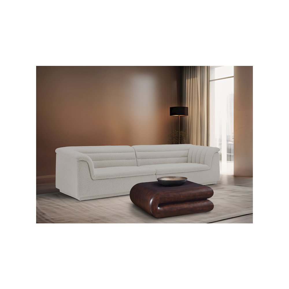 Cascade Cream Boucle Fabric Modular Sofa