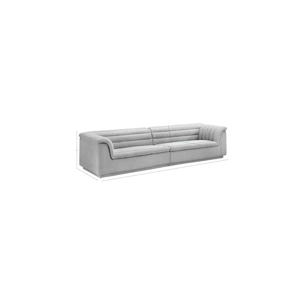 Cascade Grey Boucle Fabric Modular Sofa