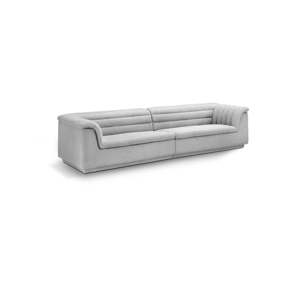 Cascade Grey Boucle Fabric Modular Sofa
