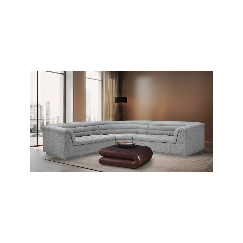 Cascade Grey Boucle Fabric Modular Sectional
