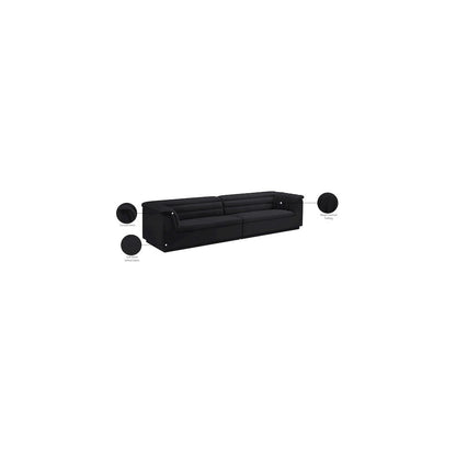 Cascade Black Velvet Fabric Modular Sofa