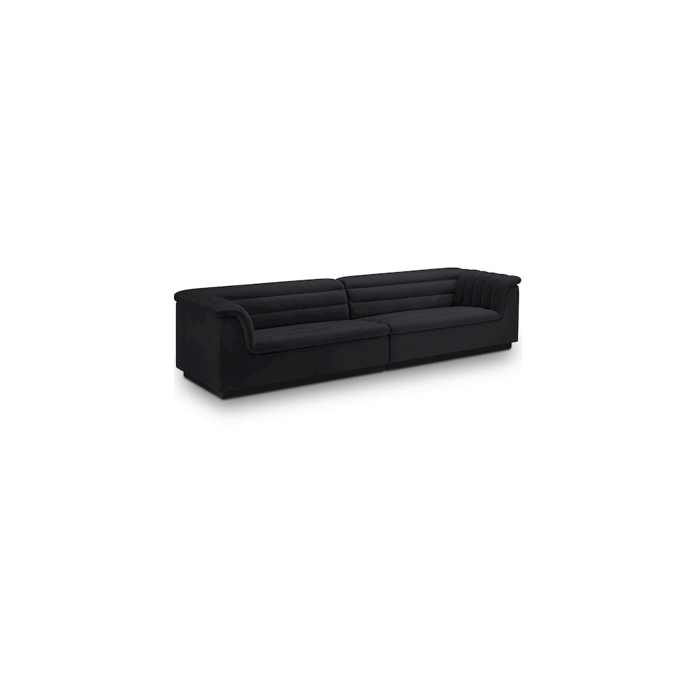 Cascade Black Velvet Fabric Modular Sofa