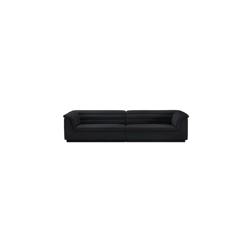 Cascade Black Velvet Fabric Modular Sofa