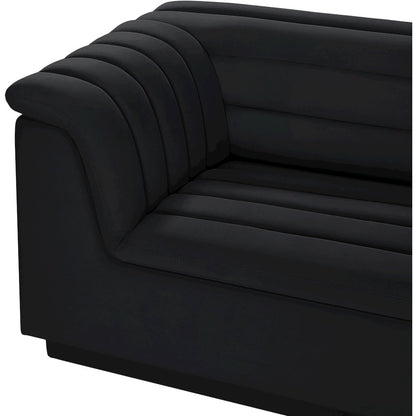 Cascade Black Velvet Fabric Modular Sofa