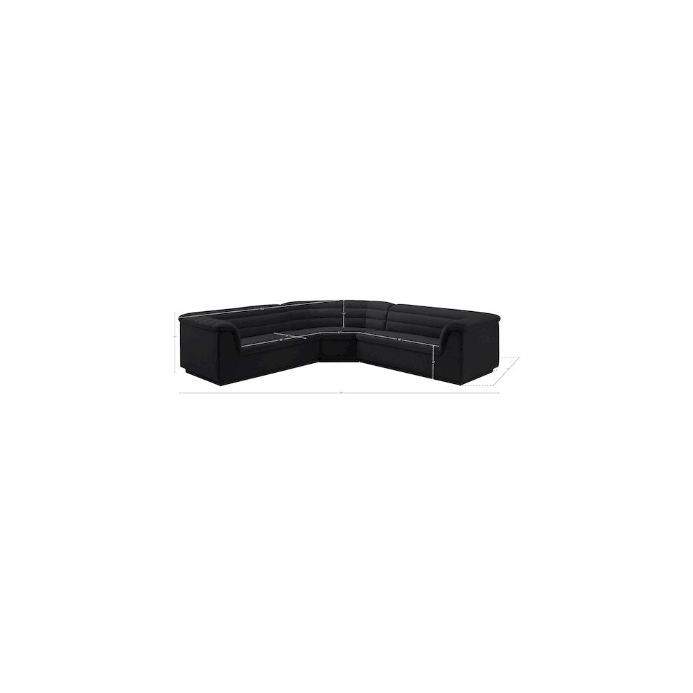 Cascade Black Velvet Fabric Modular Sectional