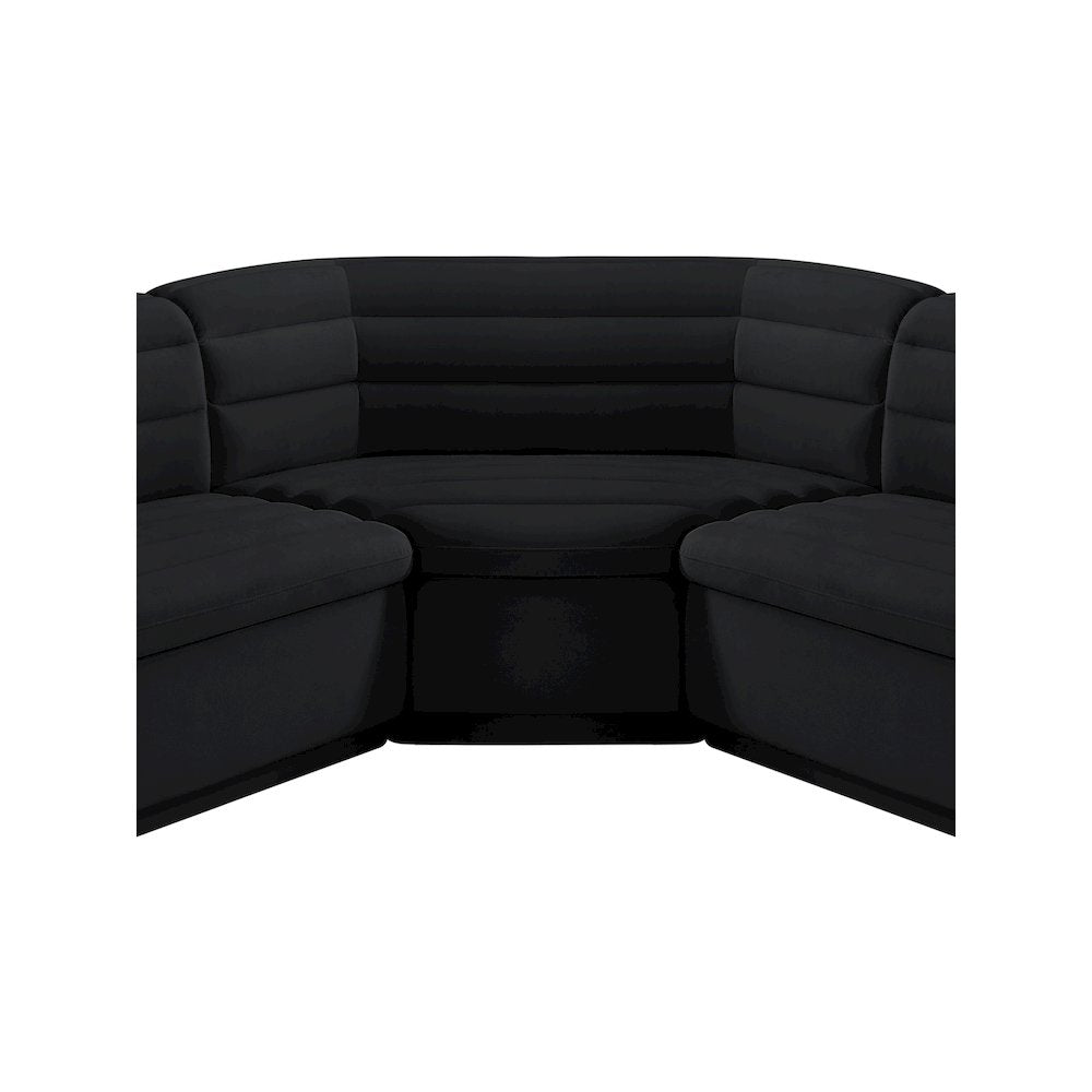Cascade Black Velvet Fabric Modular Sectional