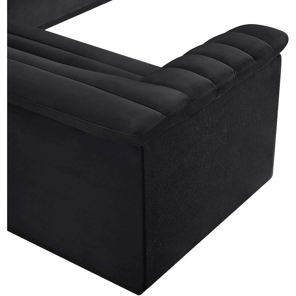 Cascade Black Velvet Fabric Modular Sectional