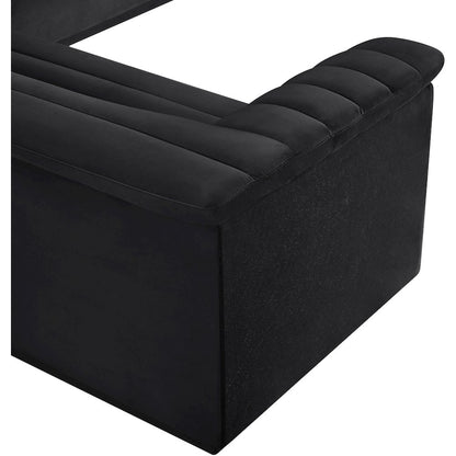Cascade Black Velvet Fabric Modular Sectional
