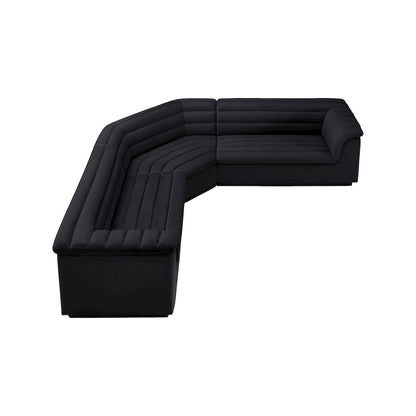 Cascade Black Velvet Fabric Modular Sectional