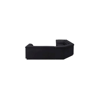 Cascade Black Velvet Fabric Modular Sectional