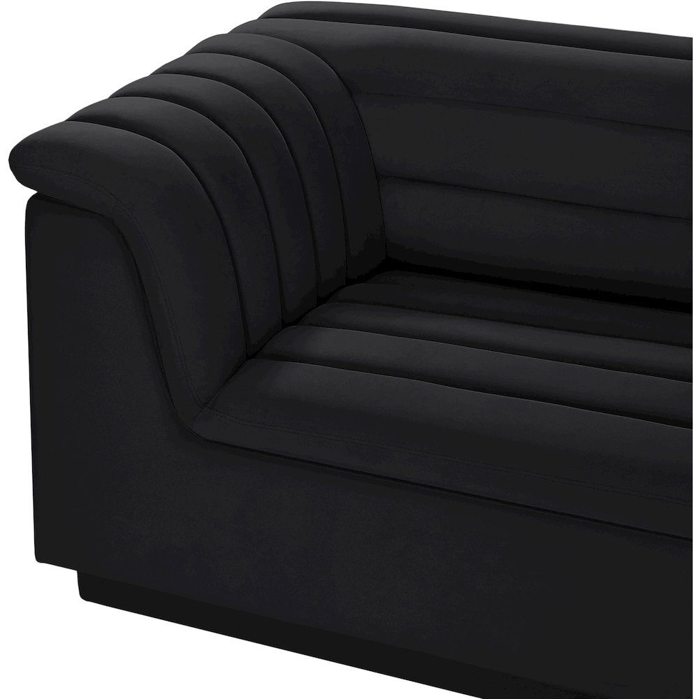 Cascade Black Velvet Fabric Modular Sectional
