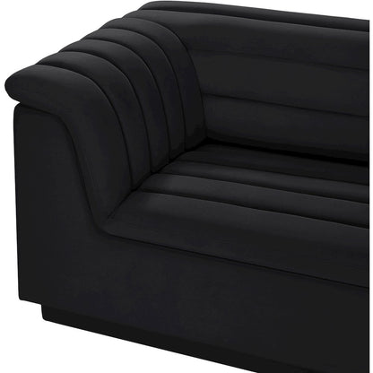 Cascade Black Velvet Fabric Modular Sectional