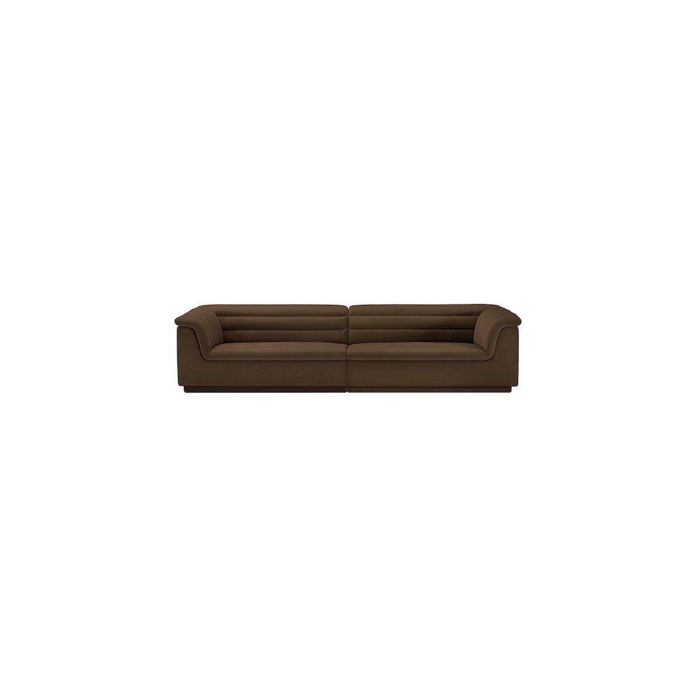 Cascade Brown Velvet Fabric Modular Sofa
