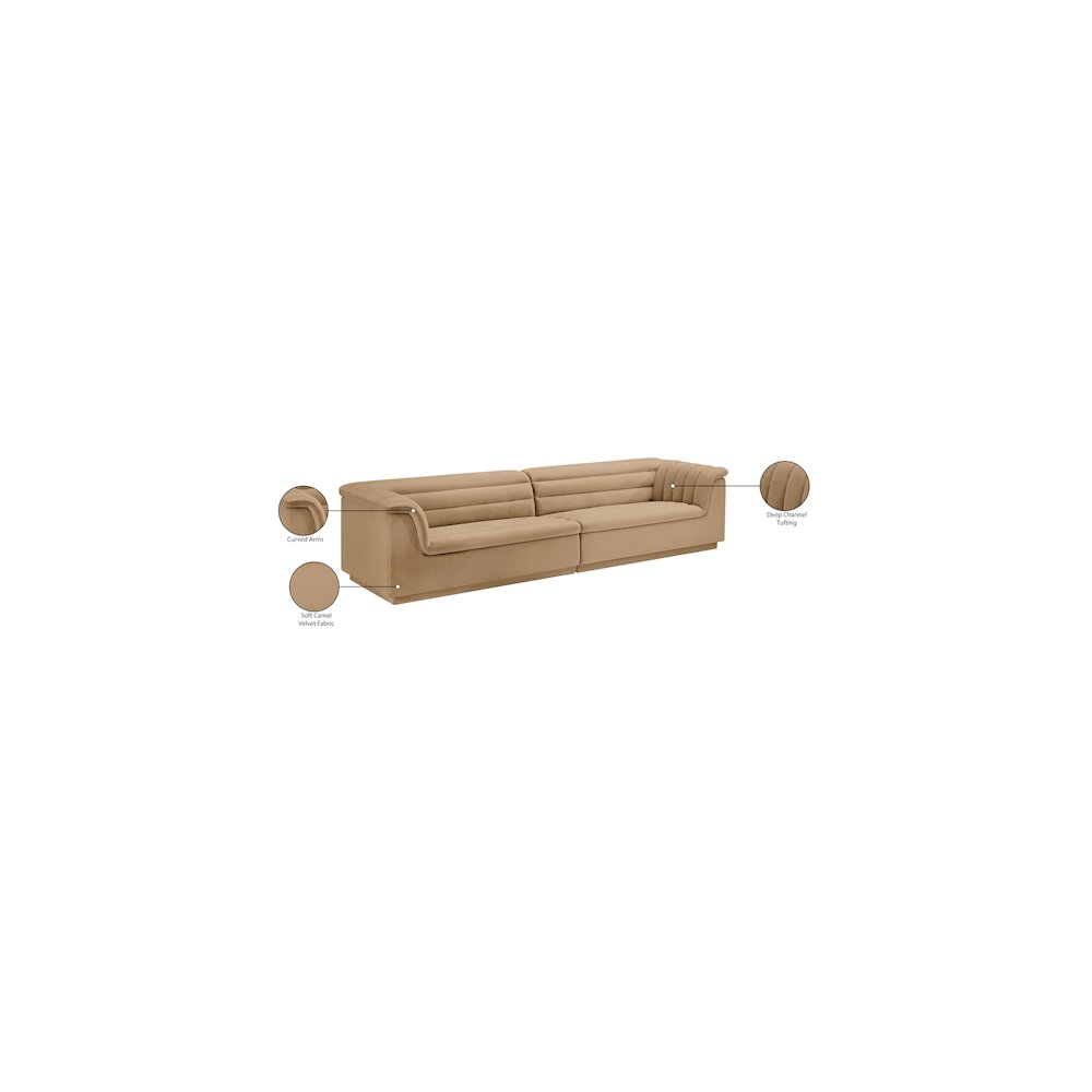 Cascade Camel Velvet Fabric Modular Sofa