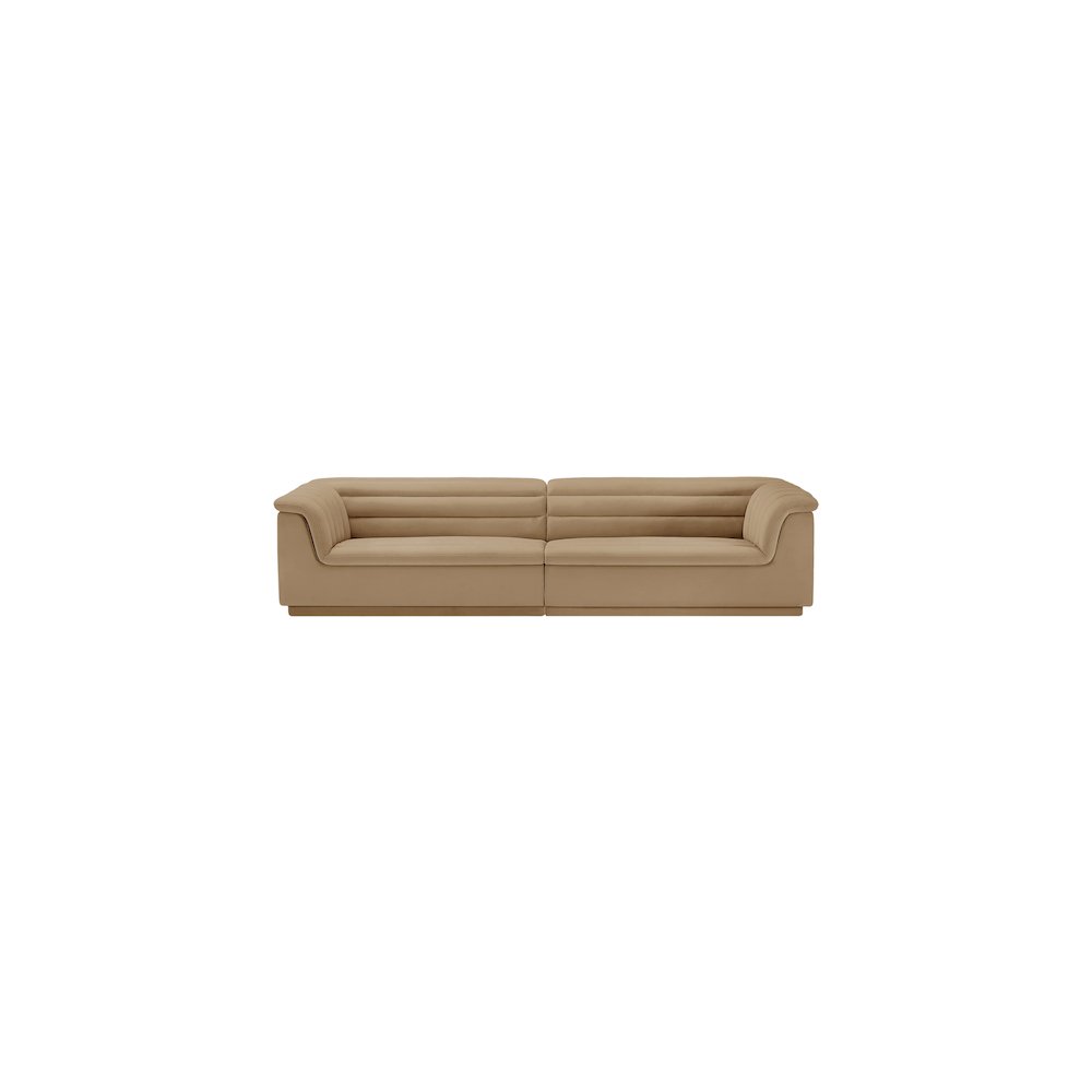 Cascade Camel Velvet Fabric Modular Sofa