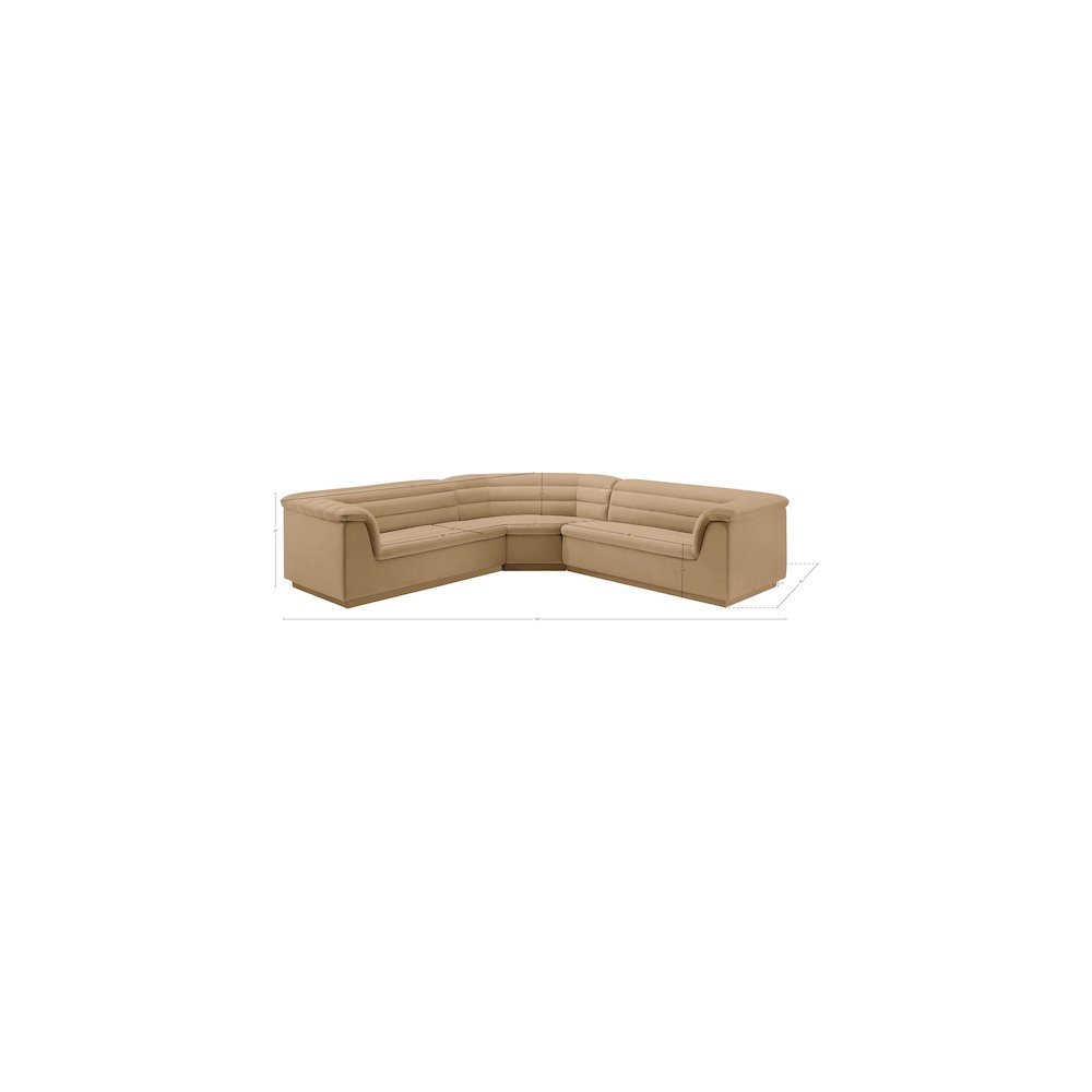 Cascade Camel Velvet Fabric Modular Sectional