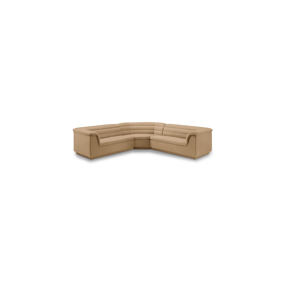 Cascade Camel Velvet Fabric Modular Sectional