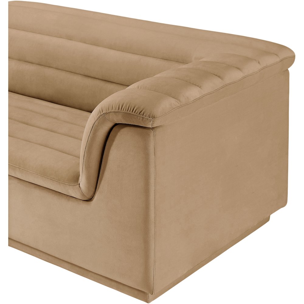 Cascade Camel Velvet Fabric Modular Sectional