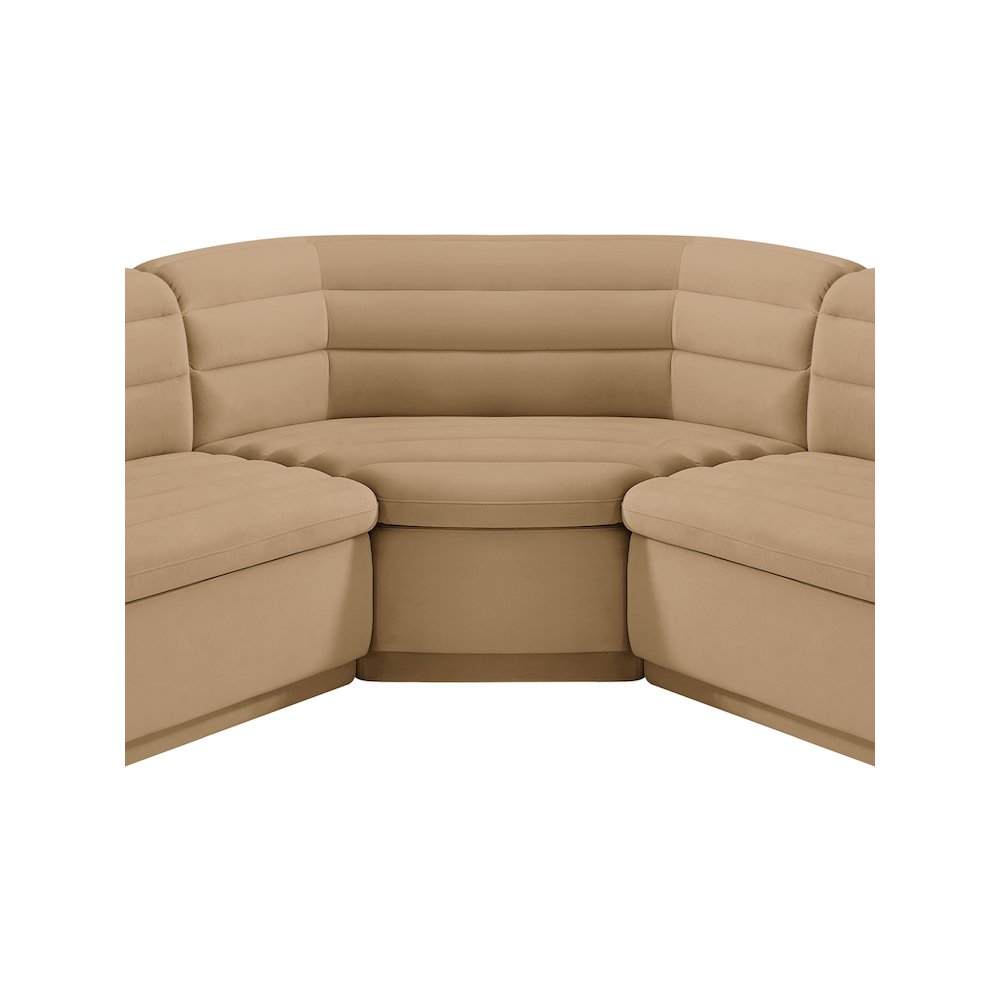 Cascade Camel Velvet Fabric Modular Sectional