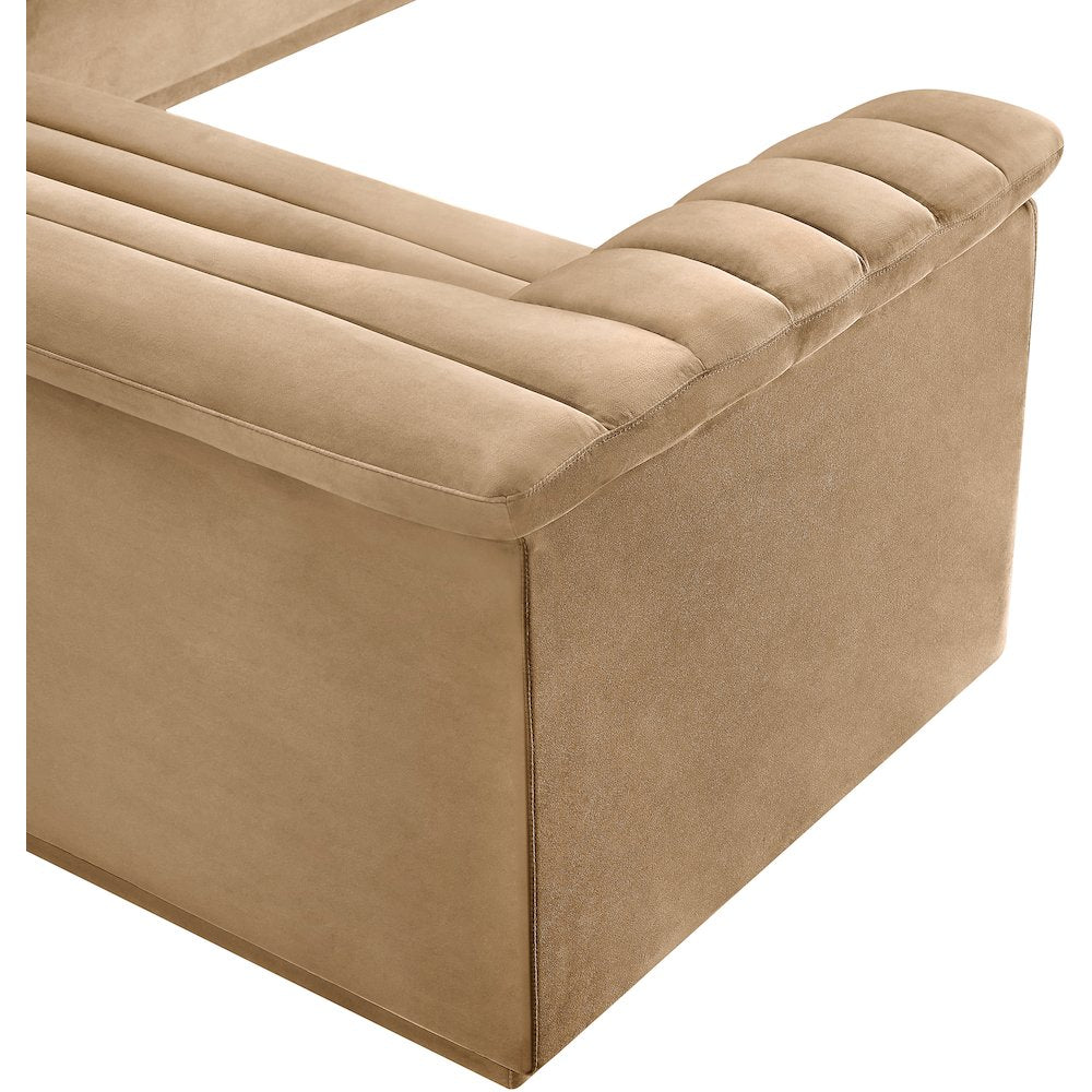 Cascade Camel Velvet Fabric Modular Sectional