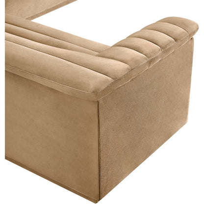 Cascade Camel Velvet Fabric Modular Sectional