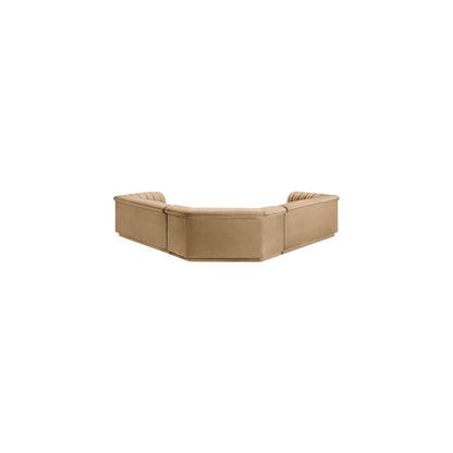 Cascade Camel Velvet Fabric Modular Sectional