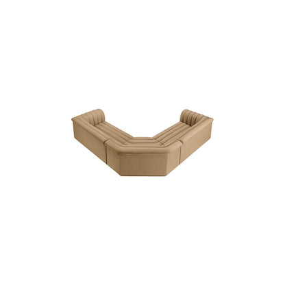 Cascade Camel Velvet Fabric Modular Sectional