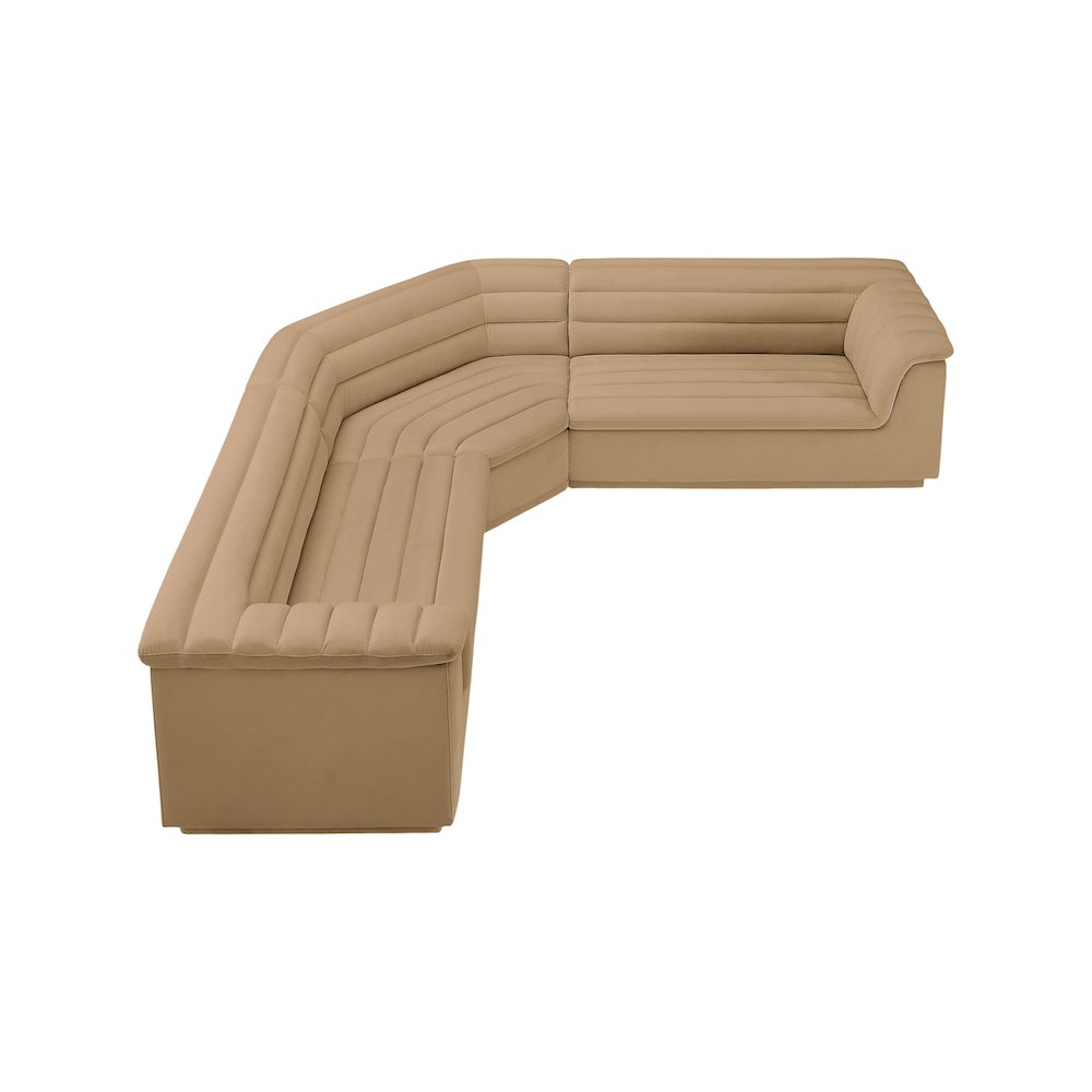 Cascade Camel Velvet Fabric Modular Sectional