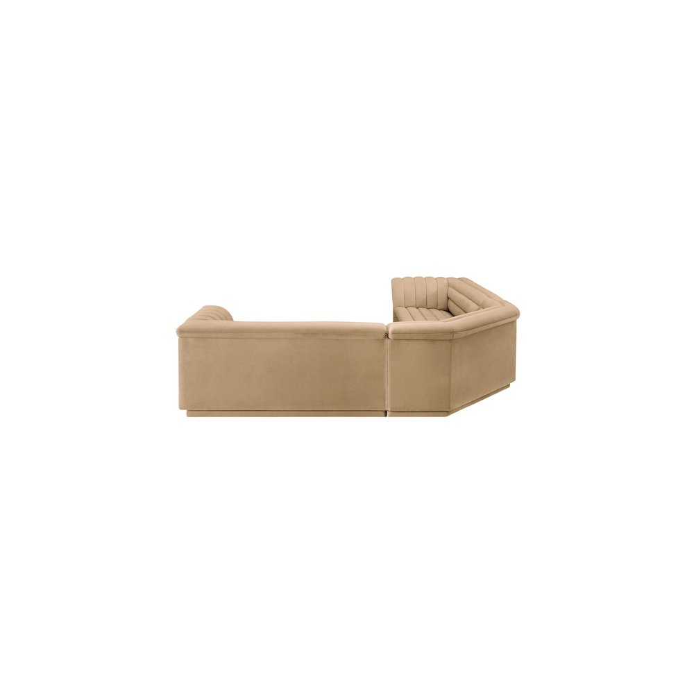 Cascade Camel Velvet Fabric Modular Sectional
